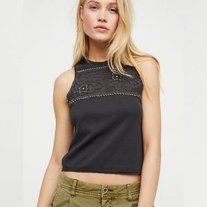 We The Free Window Tank Star Crochet Lace Crop Top